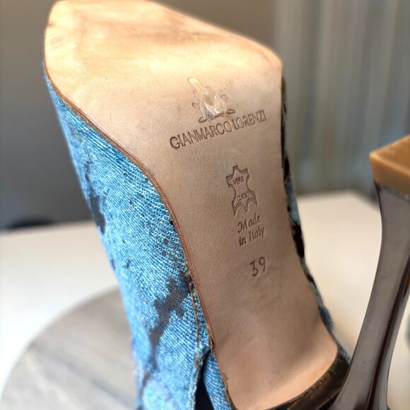 Gianmarco Lorenzi Women's Distressed Denim Boots Heels EU Size 39 US Size 8.5 - Picture 10 of 13